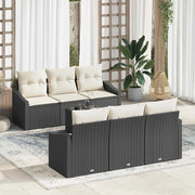 Set di divani con cuscino 7 pcs Nero e Crema polyrattan