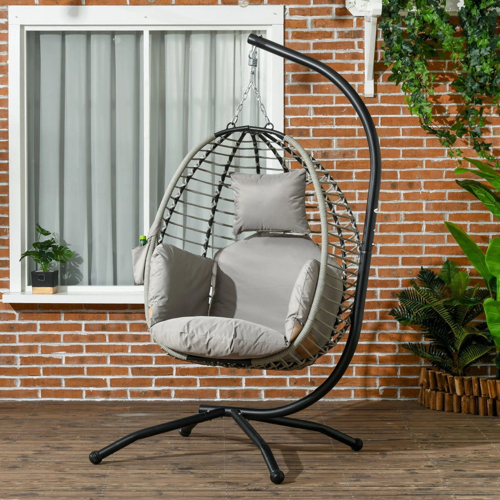 Poltrona a dondolo con cuscini ¨C Minimal ¨C Grigio, tessuto, metallo