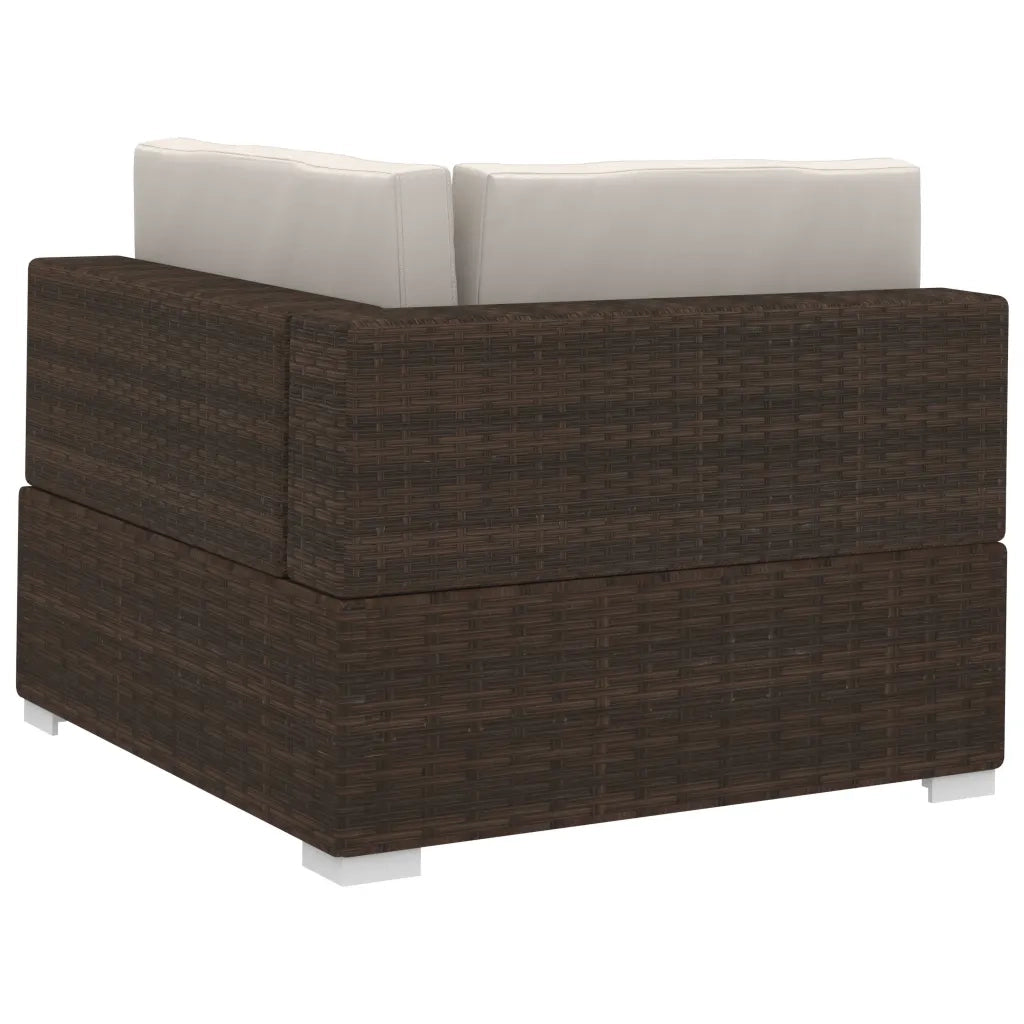 Set Divani da Giardino 3 pz con Cuscini in Polyrattan Marrone 47265