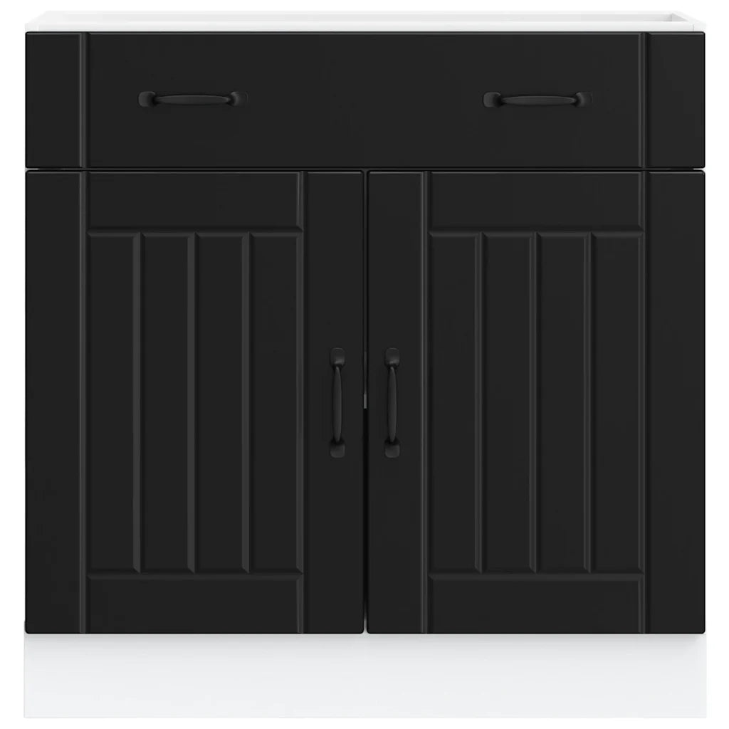 Base da Cucina Lucca Nero in Legno Multistrato 853738