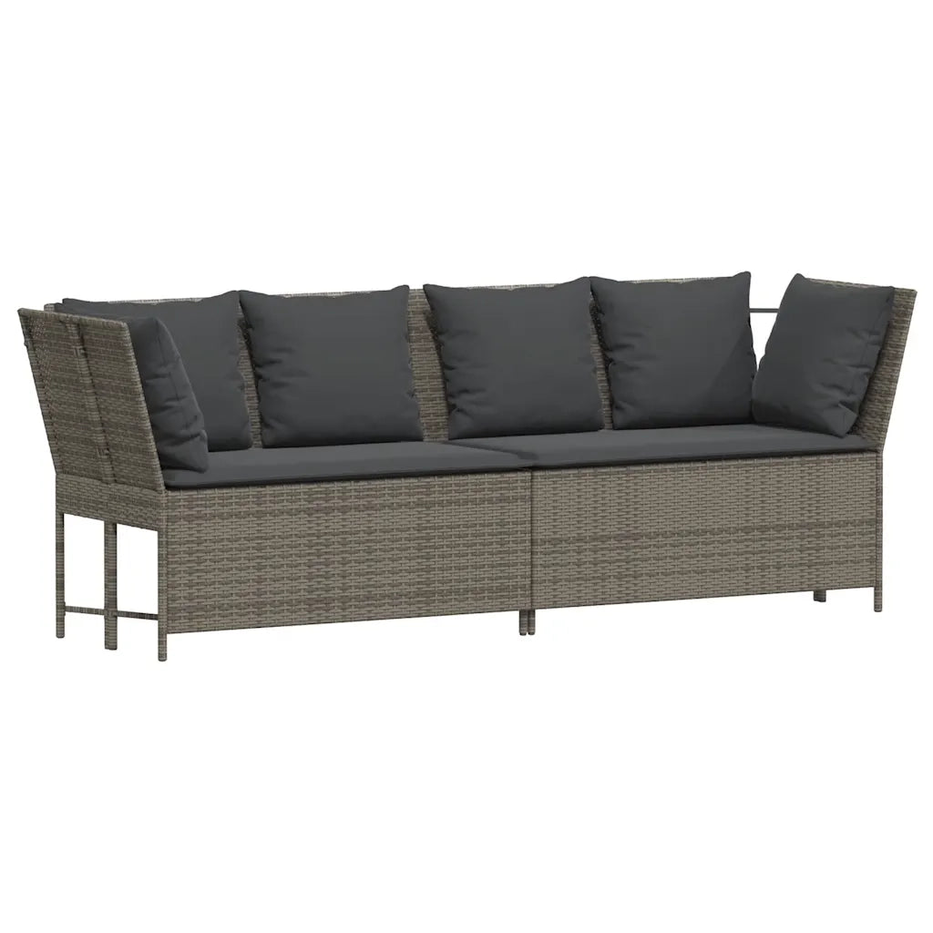 Set Divani da Giardino 4 pz con Cuscini in Polyrattan Grigio