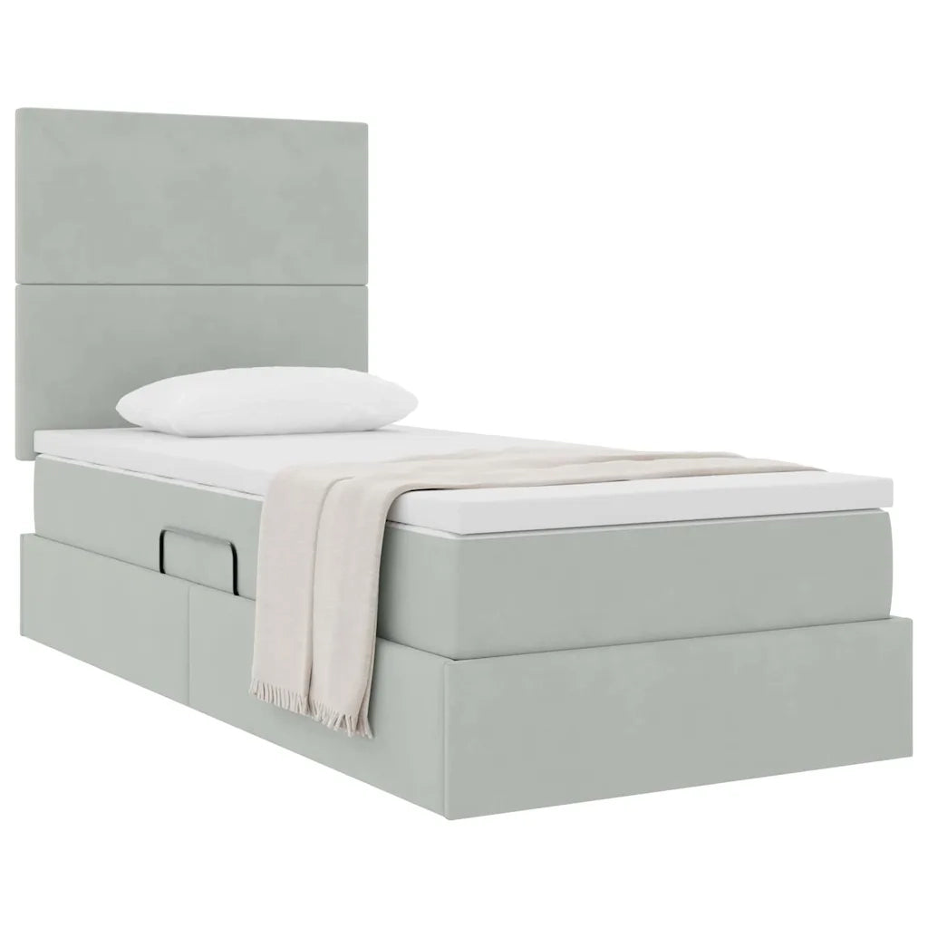 Letto con contenitore e materasso Grigio chiaro 90 x 190 cm