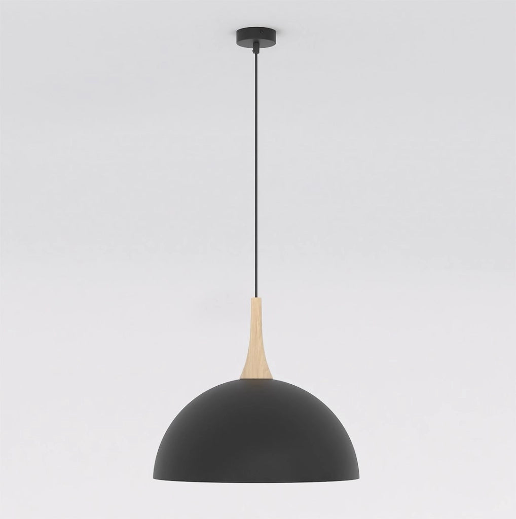 Lampada a sospensione NAUTICA nera, legno GX53 Emibig