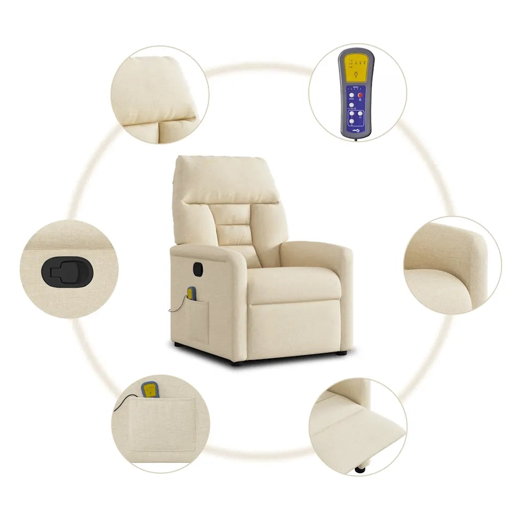 Poltrona Massaggiante Reclinabile Crema in Tessuto 4015560