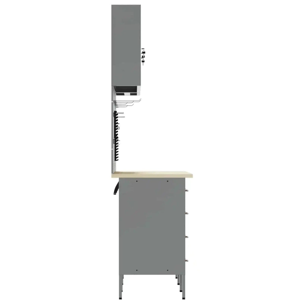 Mobile da lavoro 8 pcs Nero Legno ingegnerizzato e acciaio 3321446