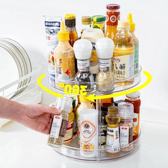 Organizzatore Cucina a Rotazione con Due Piani (23cm)