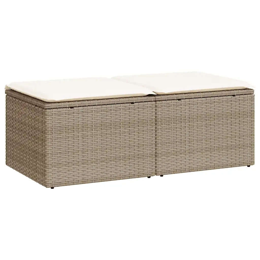 Set Divano da Giardino 2 pz con Cuscini Beige Polyrattan Acacia 3328681