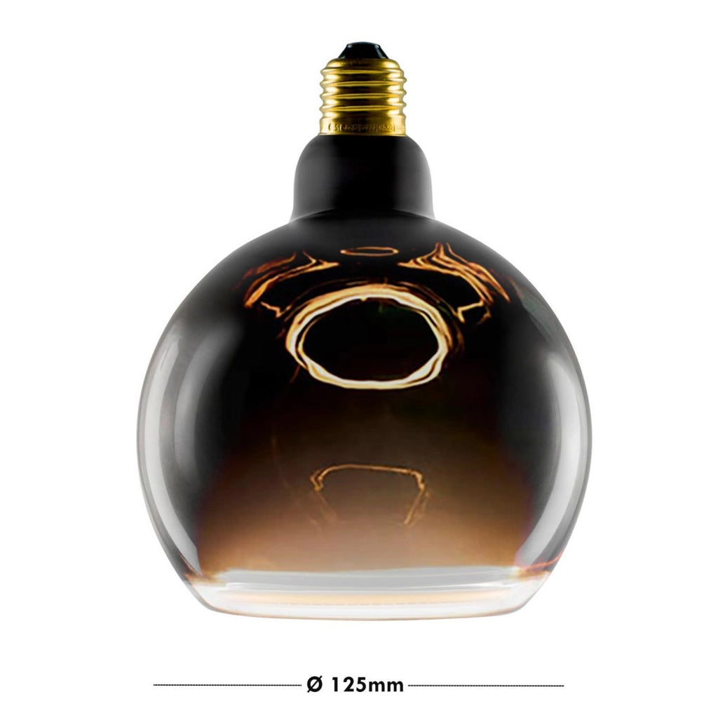 Lampada di design vetro LED E27 nera serie BLACK MOON luce calda decorativa Effetto Fluttuante bar pub ristorante albergo Ø 125mm