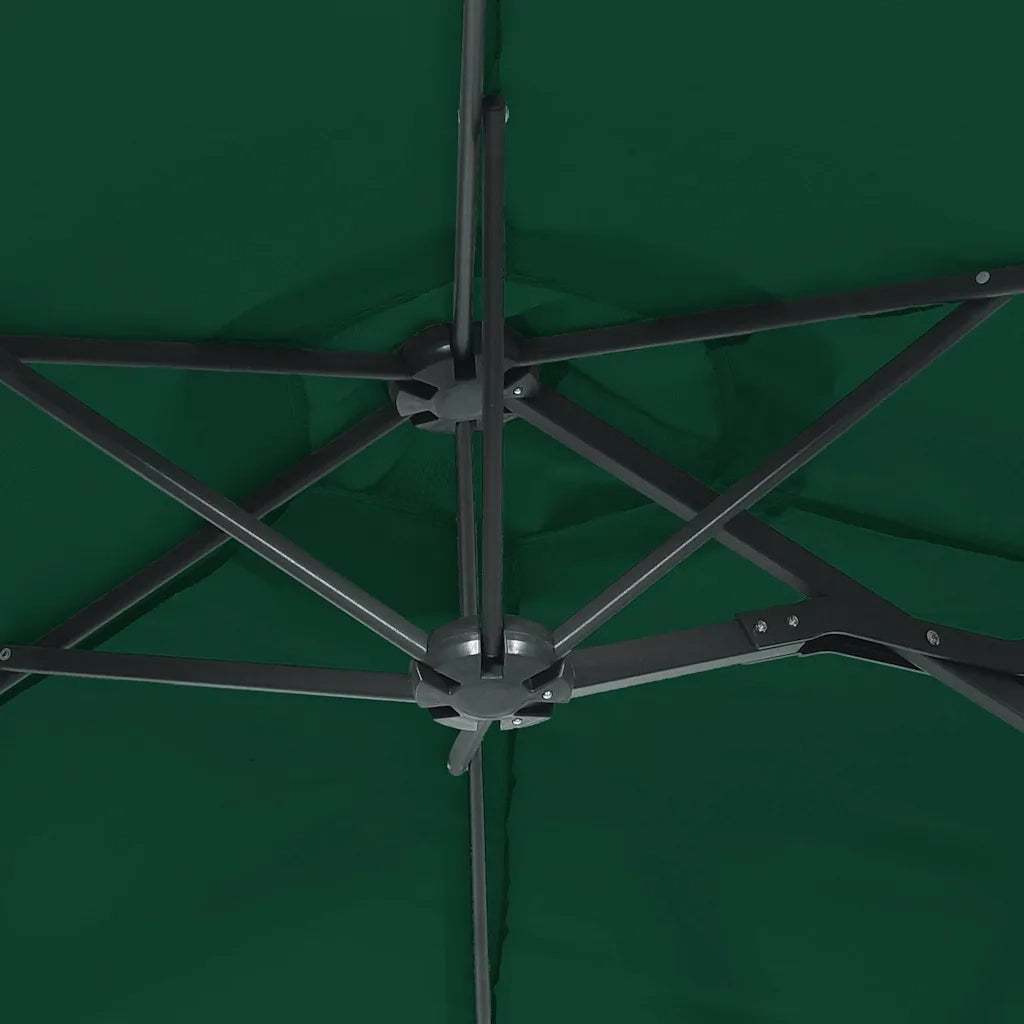 Ombrellone a Doppia Testa con LED Verde 316x145 cm 362970