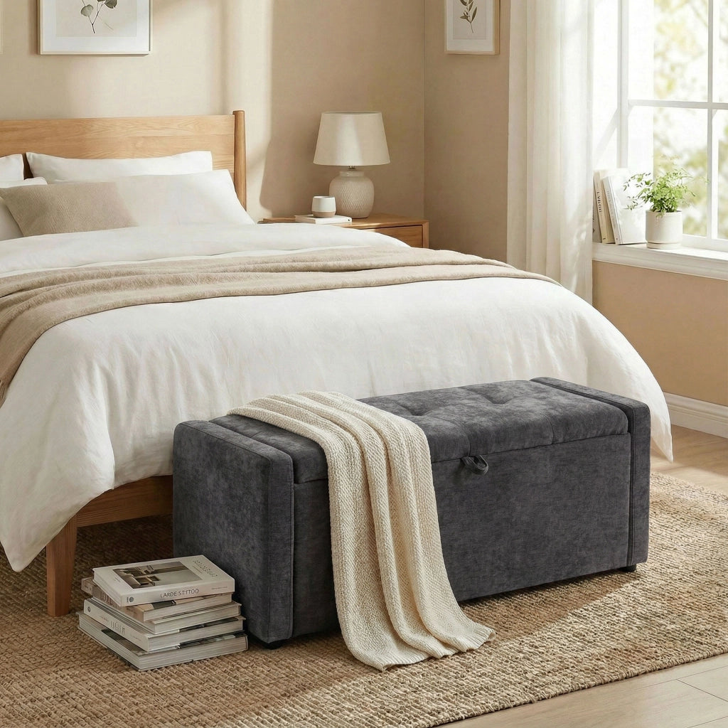 Pouf Contenitore ¨C Minimal ¨C Grigio Scuro 122x48x44 cm