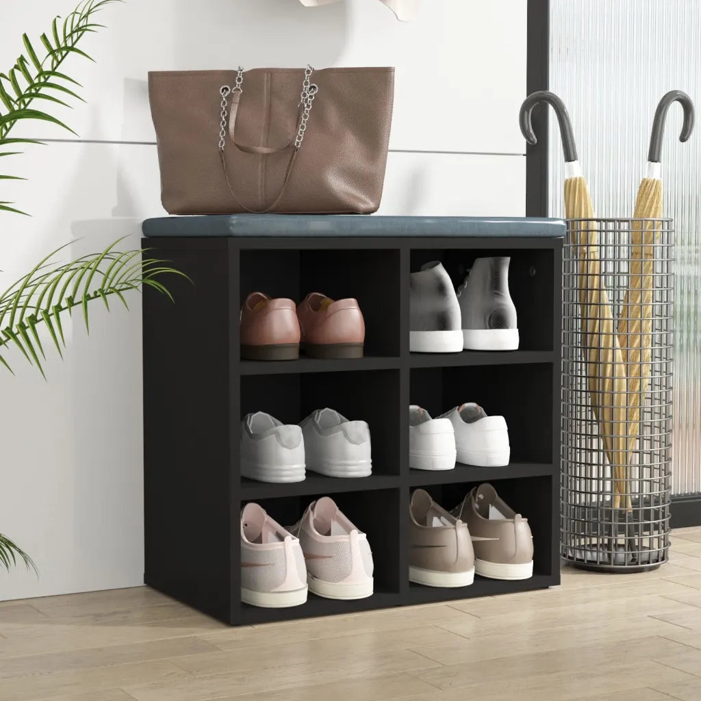 Scarpiera-Scaffale per scarpe Nera 52,5x30x50 cm