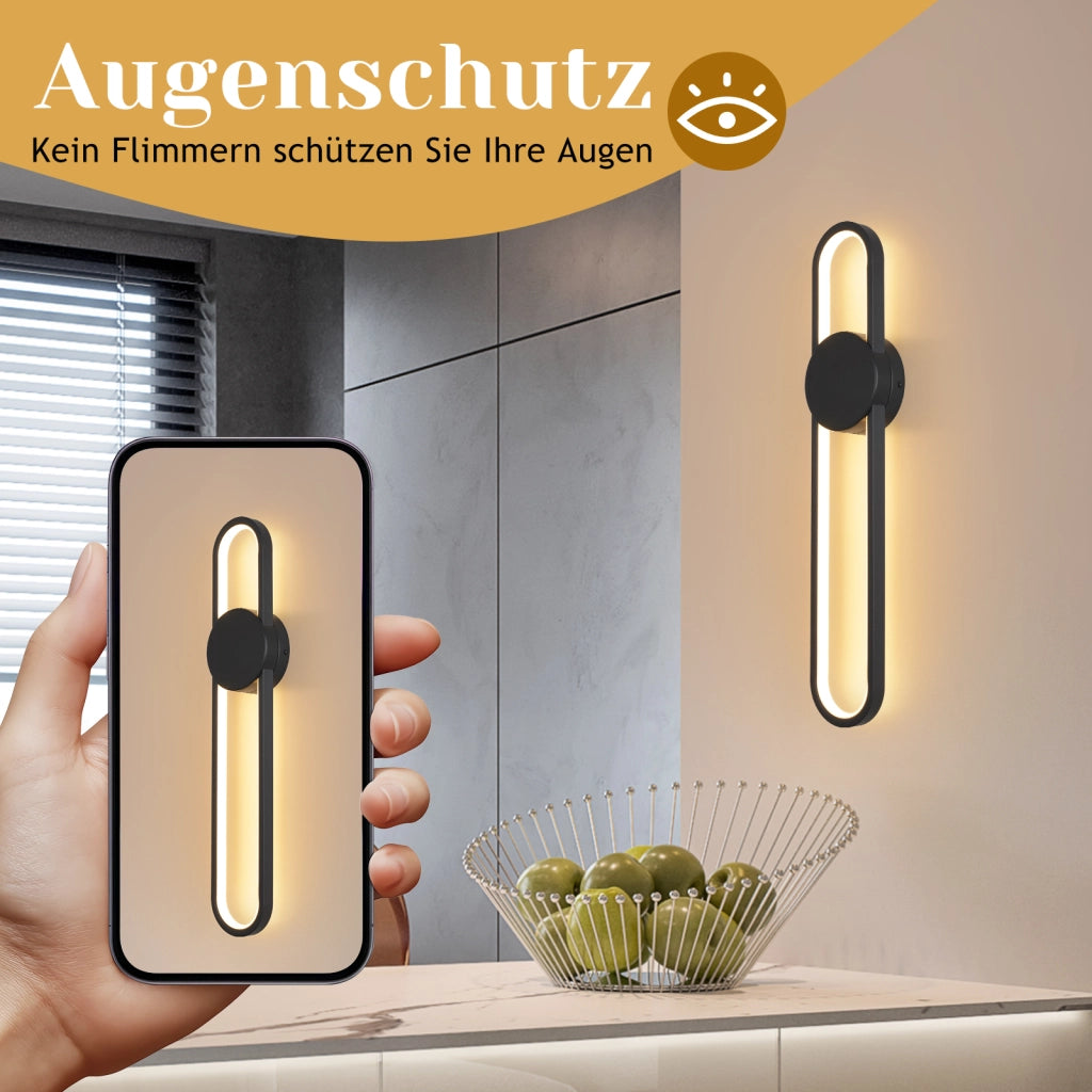 ZMH Applique LED moderna 12w 60cm 3000k Nero minimalista