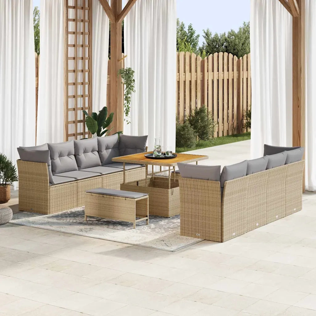 Set Divano da Giardino 11 pcs Beige polyrattan 3361467