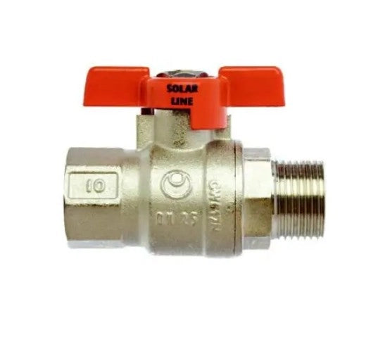 Valvola a sfera Solar Line con maniglia a farfalla realizzata in ottone per impianti solari   MF  3/4"