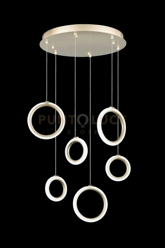 SOSPENSIONE 6 LUCI PINTA ORO LED 3000K 2520LM 42W DIMMERABILE SENZA VETRO DIMMERABILE