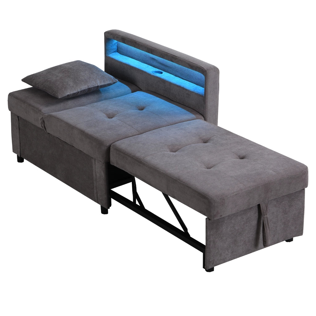 Divano letto 3 in 1 - Zephmum- Schienali LED e porte USB/Type-C