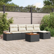 Set Divano da Giardino con cuscino 6 pcs Nero polyrattan
