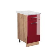 Mobiletto base per cucina Fame-Line Bordeaux lucido/Rovere dorato 40 cm, PL Marmo Vicco