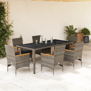 Set da Pranzo da Giardino 7 pz con Cuscini Polyrattan e Vetro 3278655