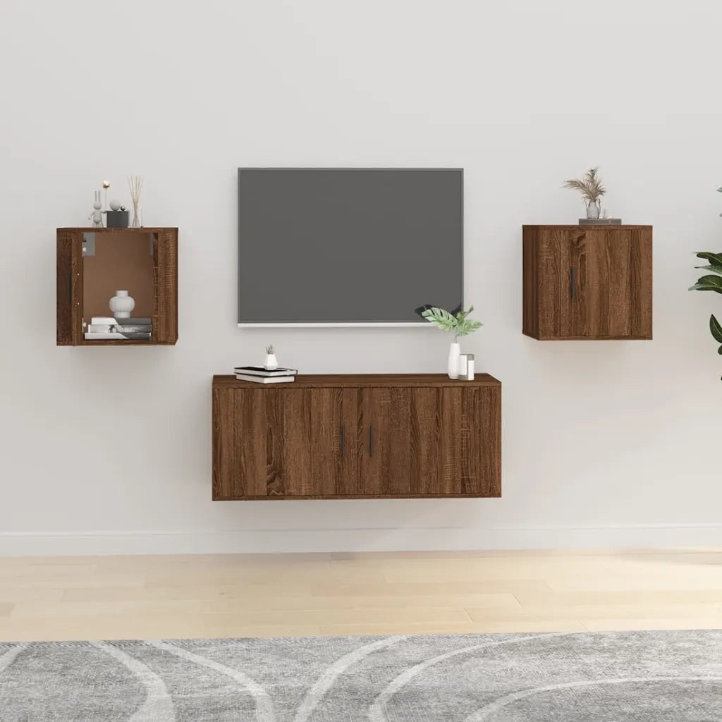 Mobili Porta TV a Parete 2 pz | Armadietto TV | Mobile Porta TV Rovere Marrone 40x34,5x40 cm