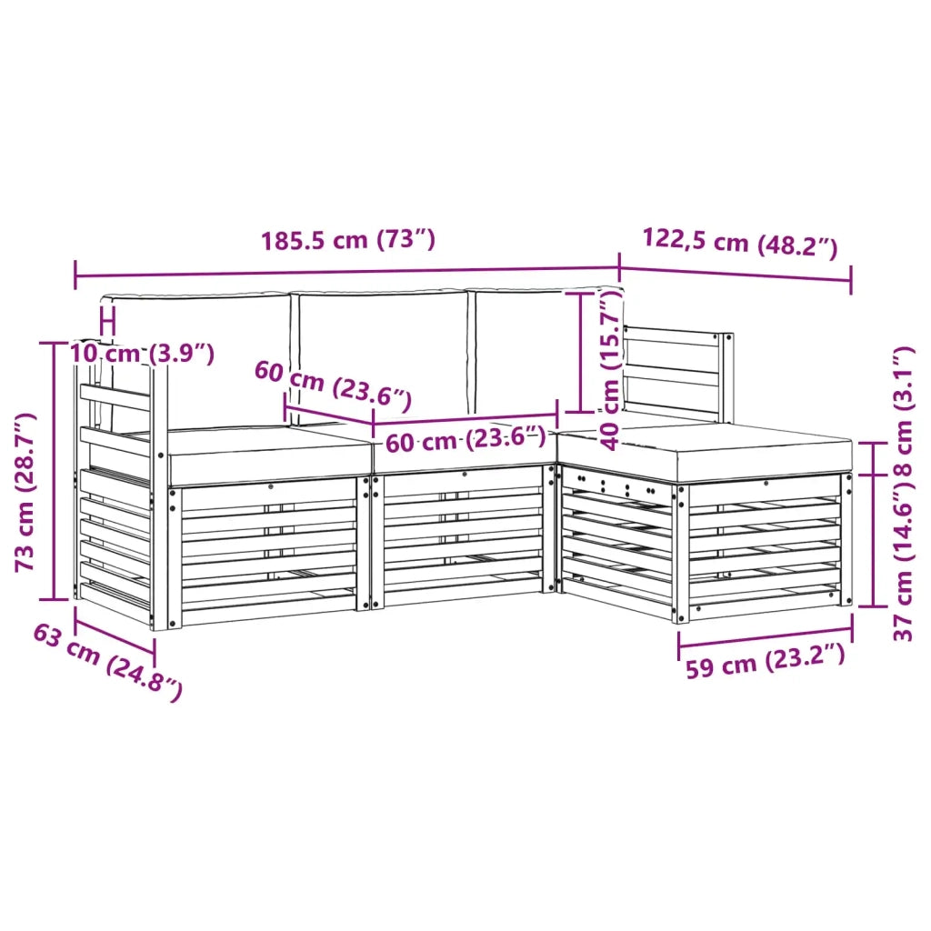 Set di divani da esterno 4 pcs Bianco e Antracite 3391617
