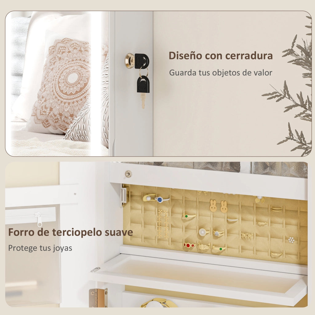 Specchio Armadio da Parete con Luci LED e Serratura ¨C Minimal ¨C Bianco