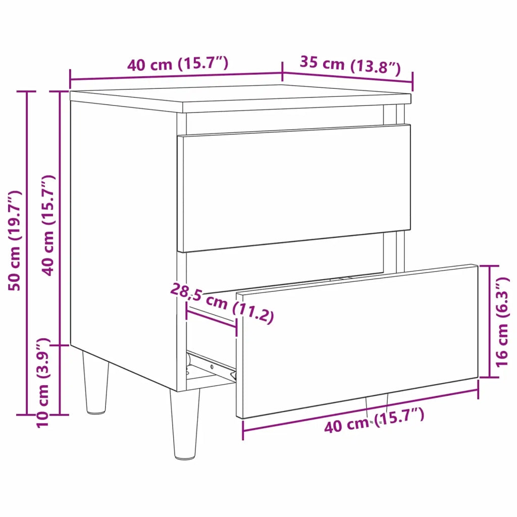 Mobiletti da letto 2 pcs Legno vecchio 40 x 35 x 50 cm 885669