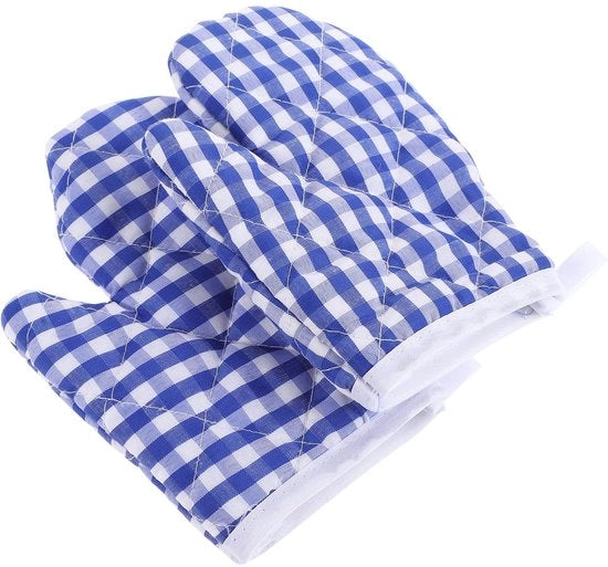 Manopole per bambini resistenti al calore - 2 pezzi - Foderate in poliestere - Con cinturino di fissaggio - Adatte per bambini - Dimensioni 17x12 cm - Manopole per forno