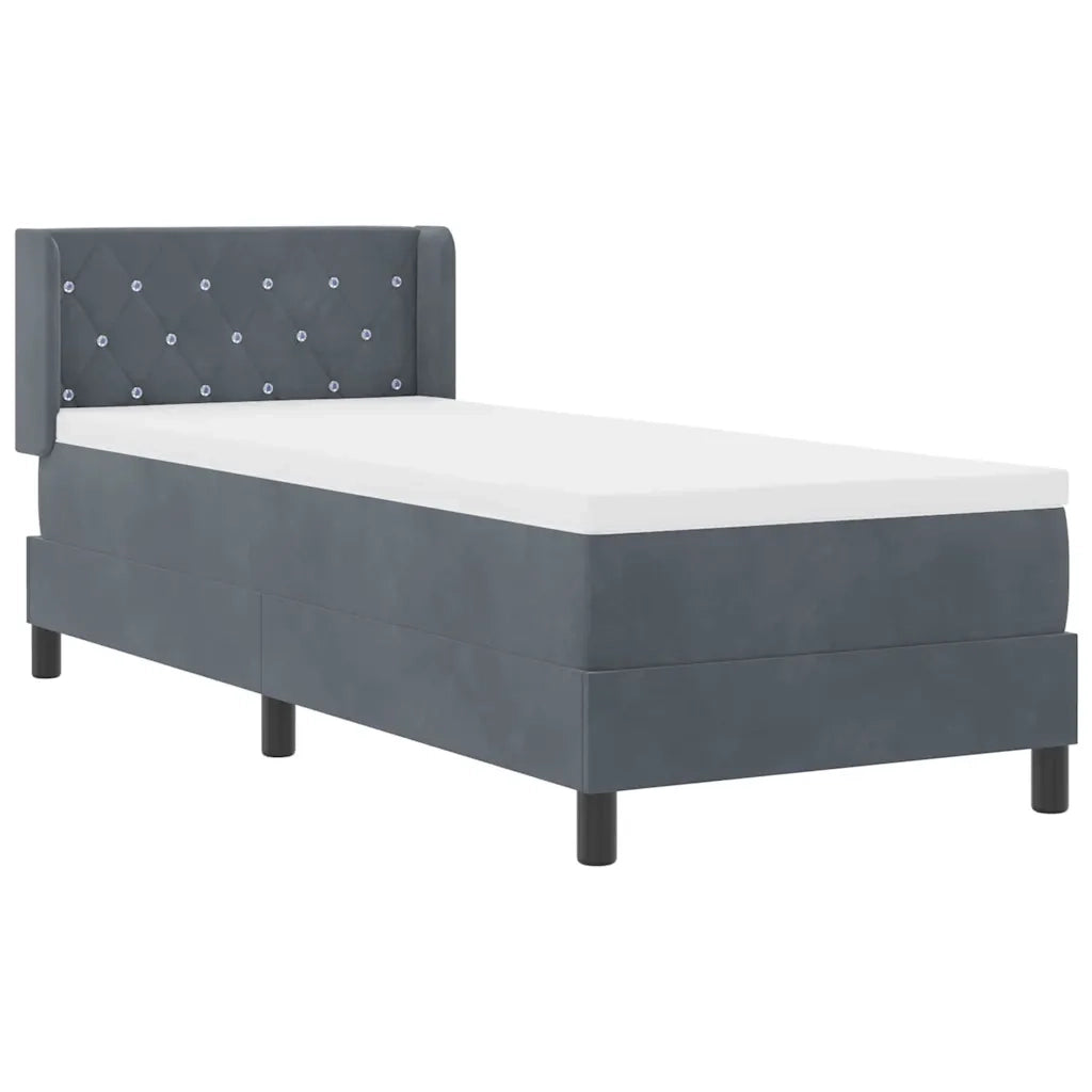 Letto a molle con materasso Grigio scuro 200 x 80 cm Poliestere