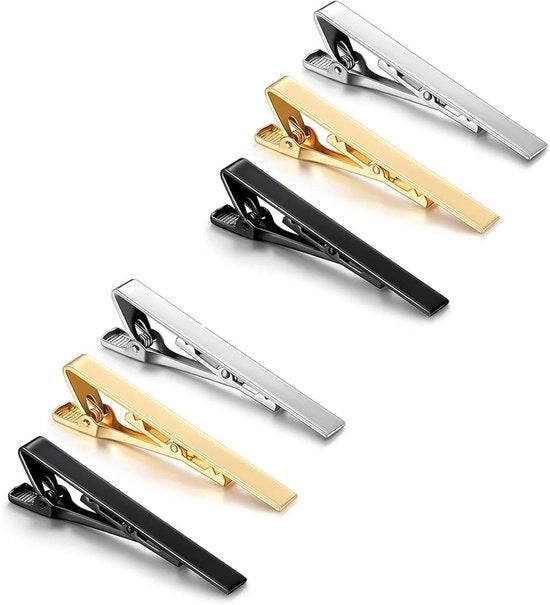 Clip per cravatta in argento dorato a 3 pezzi - Uomo e donna - Clip per cravatta da cerimonia - Dasspeld sottile