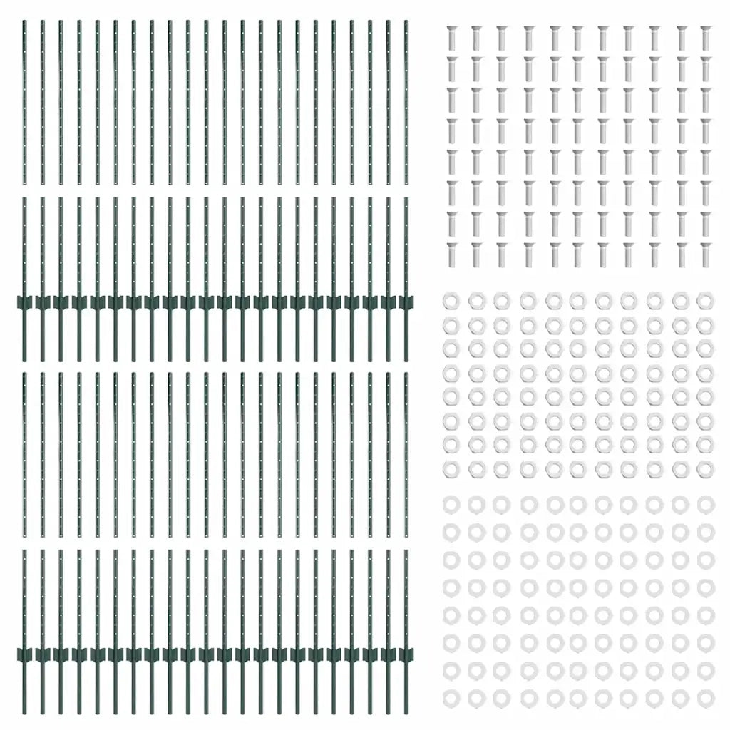 Palo della recinzione 44 pcs Verde 160 cm Acciaio 3335921