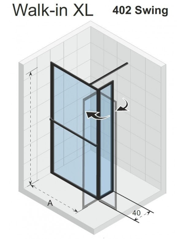 Parete doccia walk-in LUCID 402 SWING RIHO 180x40x200 cm