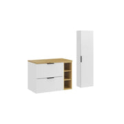 Set bagno NOXERA 80 cm – Mobile sospeso con piano per lavabo, nicchie aperte e colonna