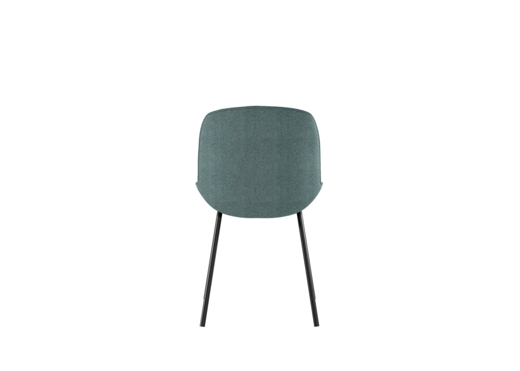 Sedia da pranzo Eva con seduta rivestita in tessuto acquamarina e struttura in polipropilene - Base in metallo nero - Dimensioni 46x57x80 cm