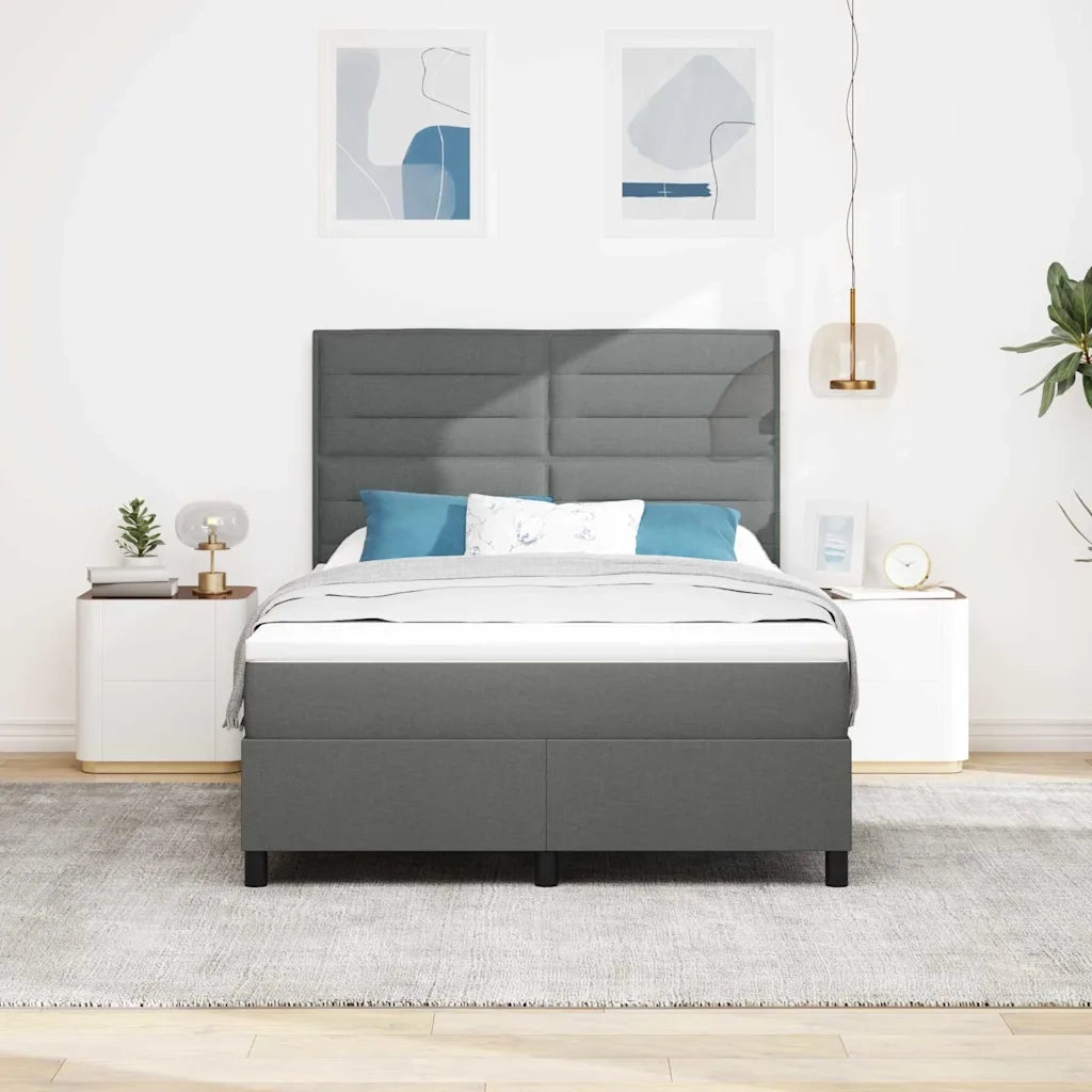 Letto a molle con materasso Grigio scuro 160 x 200 cm Tessuto