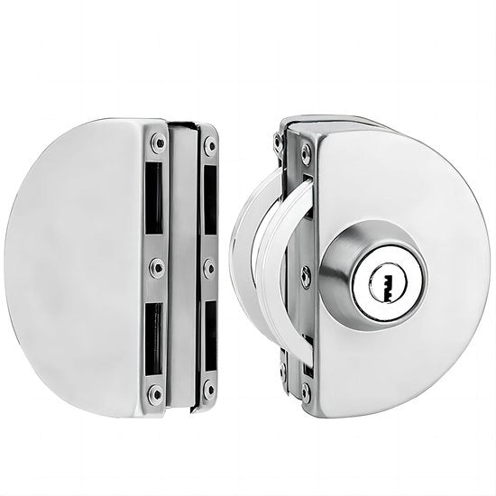 Doppio Slot per Porta di Vetro in Acciaio Inox con 3 Chiavi in Ottone per Ufficio e Negozio