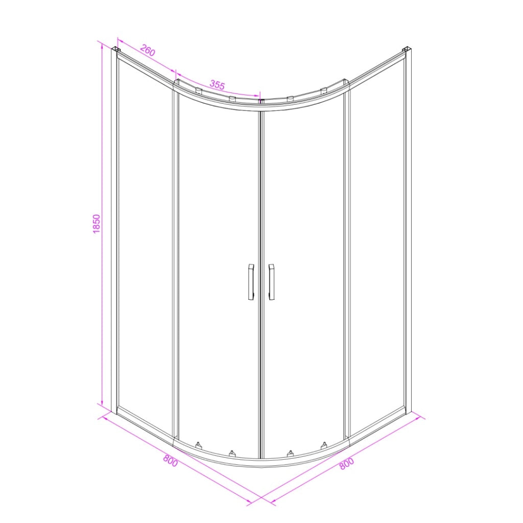 Box doccia semicircolare 80x80 cm trasparente