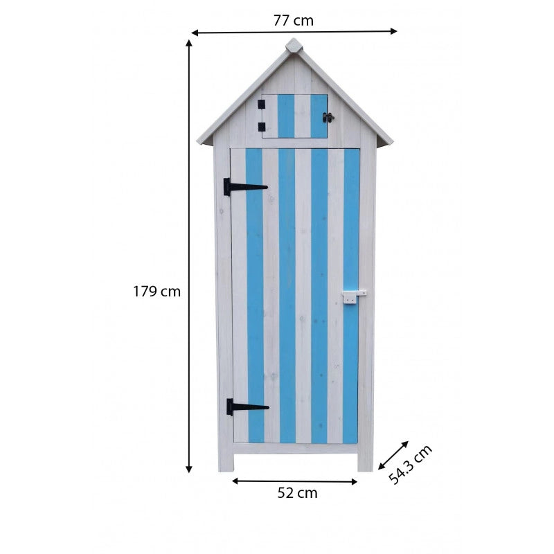 Armadio da giardino in legno di abete blu e bianco 65x44 cm – 3 ripiani e tetto bitumato – impermeabile – ARM0805RBB Foresta