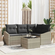 Set di divani con cuscino 5 pcs Grigio chiaro polyrattan