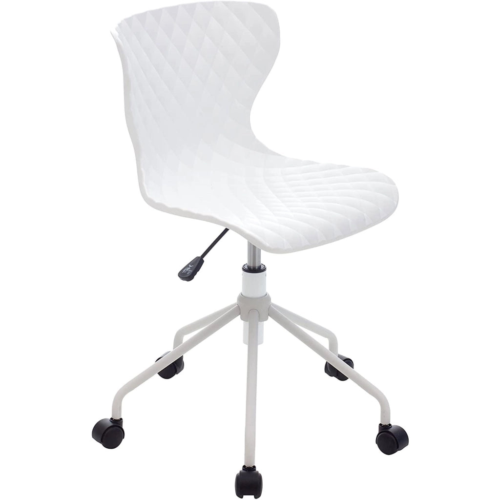 Sedia da Ufficio Girevole con Ruote, Sedia Scrivania Ergonomica per Studio, Cameretta e Smart Working, Poltroncin Bianco