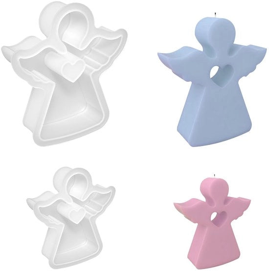 Due pezzi di forma per cera in silicone - forma di angelo - per artigianato e fai da te - materiale di alta qualità