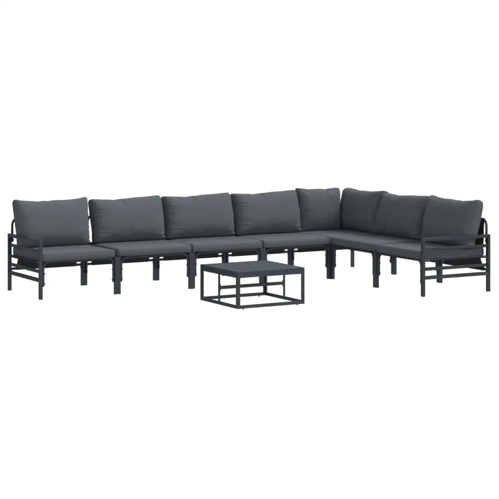 Set Divano da Giardino con cuscino 8 pcs Nero Acciaio