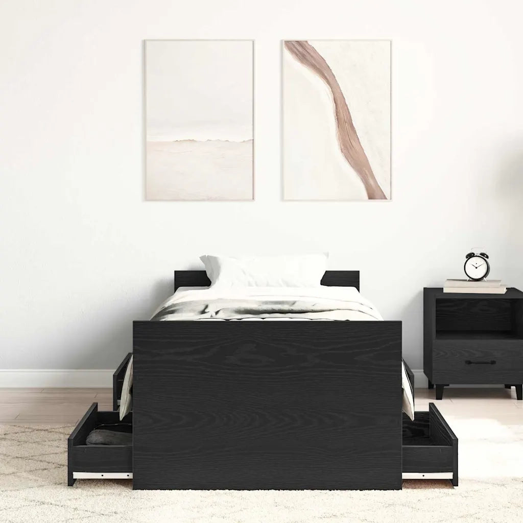 Struttura del letto con testiera-Giroletto con Testiera Rovere Nero 193 x 78 x 50 cm
