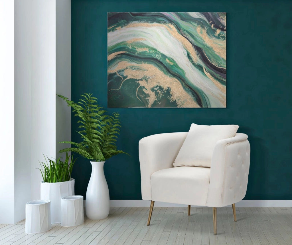 Dipinto su Tela Greenery 80x2,8x100 cm in Legno di Pino e Canvas Multicolor