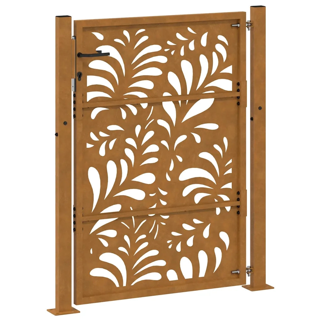 Cancello da giardino 100x125 cm in acciaio corten design ondulato 4100975