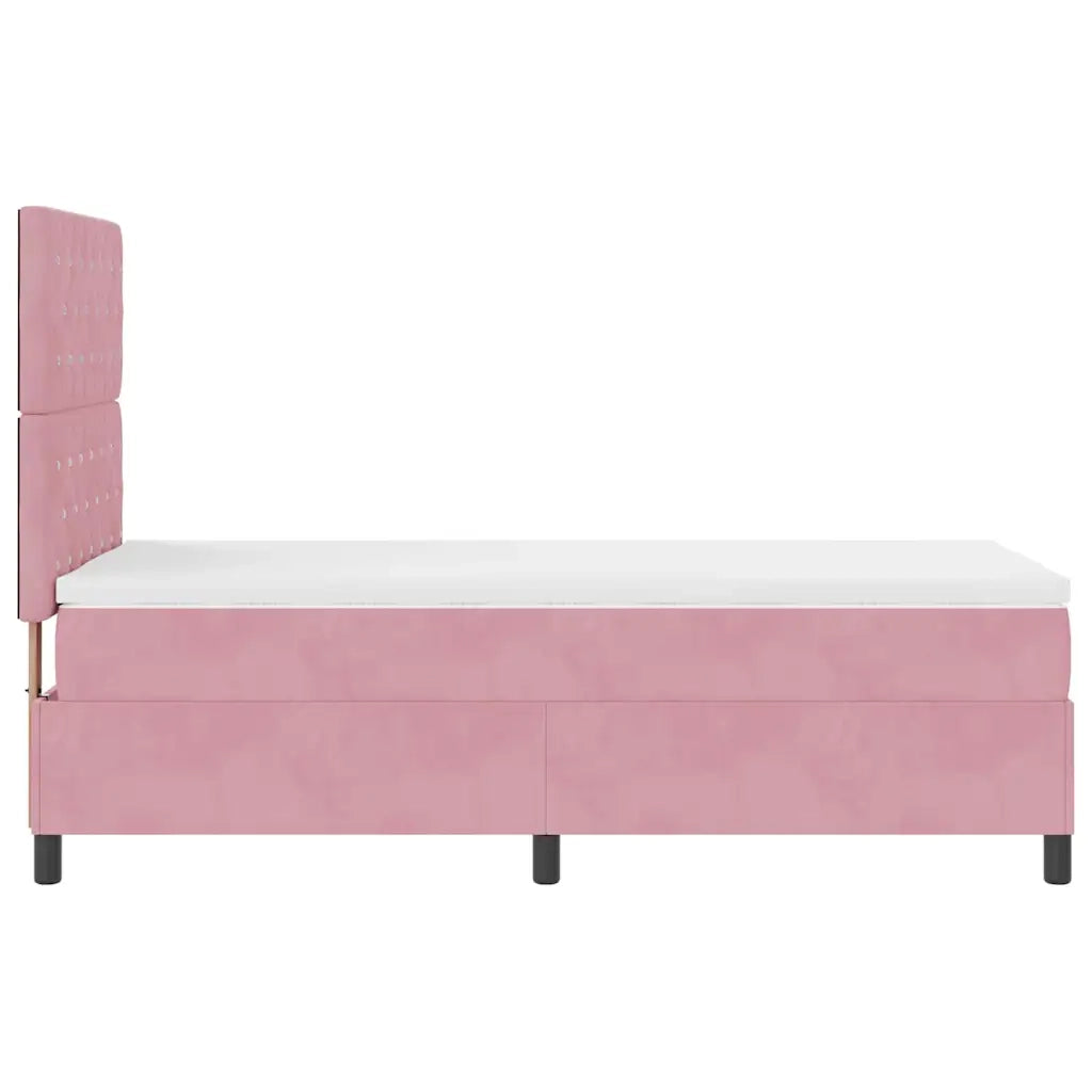 Letto a Sorgente LED con materasso Rosa 100 x 200 cm Velluto 3343231
