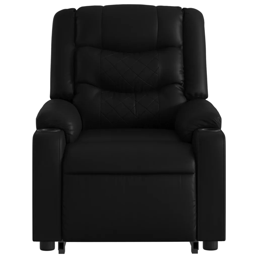 Poltrona Alzapersona Reclinabile Nera in Similpelle 3206551