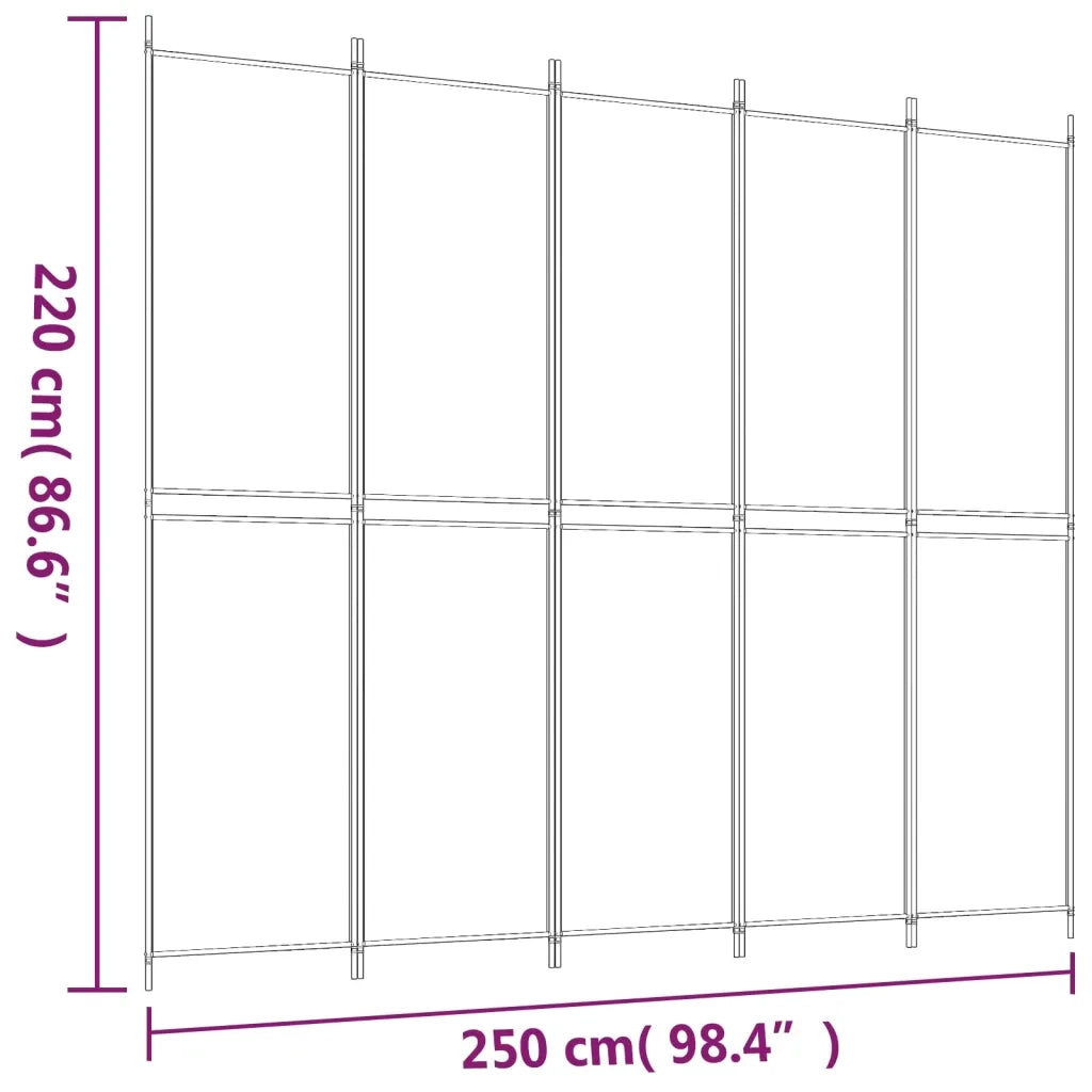 Divisorio a 5 Pannelli Bianco 250x220 cm Tessuto 350250