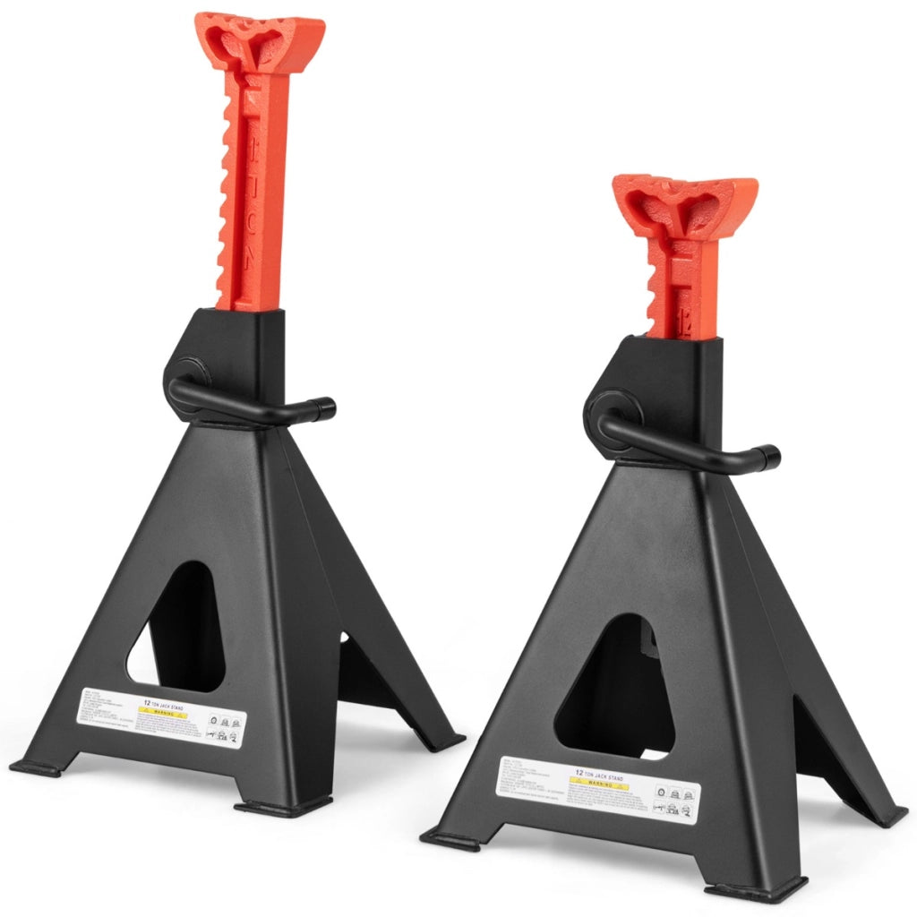 Coppia di cric per auto da 12 tonnellate con blocco della maniglia e altezza regolabile, Cric per auto set di 2 Rosso e nero-Deposito utensili Tool