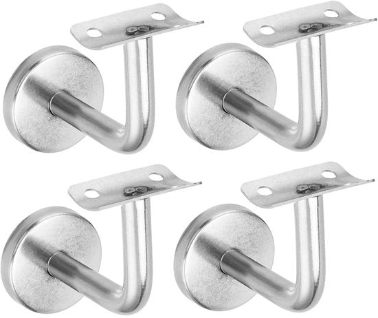 Set di sostegni di ferro inox 304 (senza viti) | Set di 4 sostegni curvi per scale | Sostegno murale robusto con fori preborati | Per scale e battenti | Costruzione metallica solida